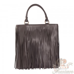  Geanta piele gri cu franjuri GF057