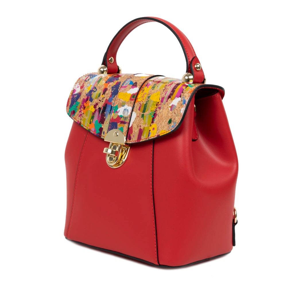 Rucsac piele rosie imprimeu paisley GF2603