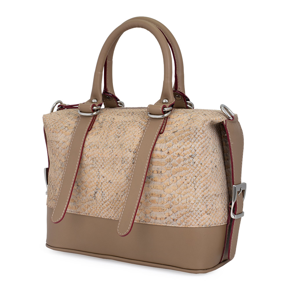 Geanta piele maro cu imprimeu paisley GF664