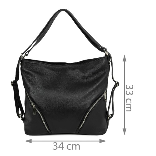 Geanta piele naturala neagra dama GF1915